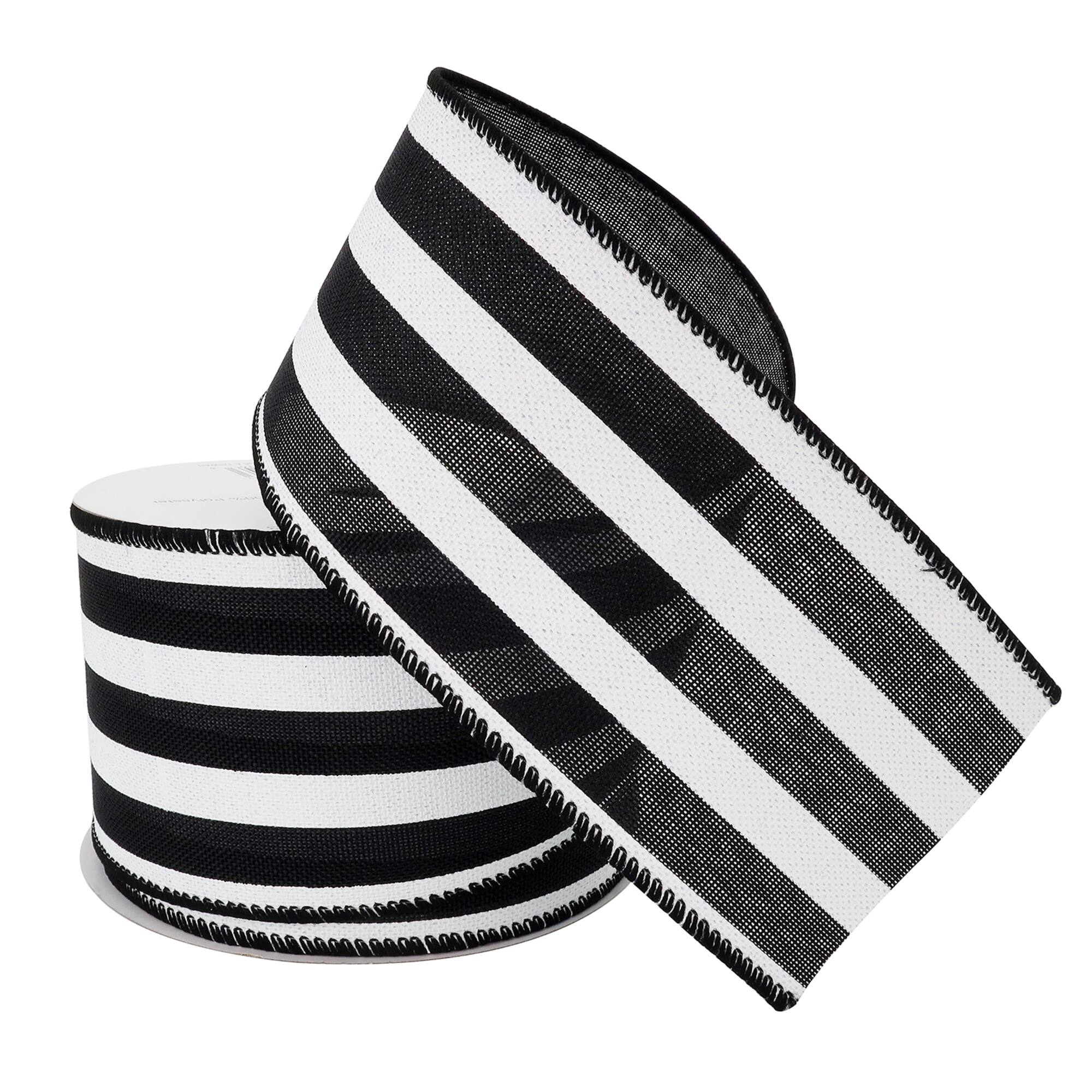 2.5" x 25ft. Stripe Faux Linen Wired Ribbon by Celebrate It™ Décor